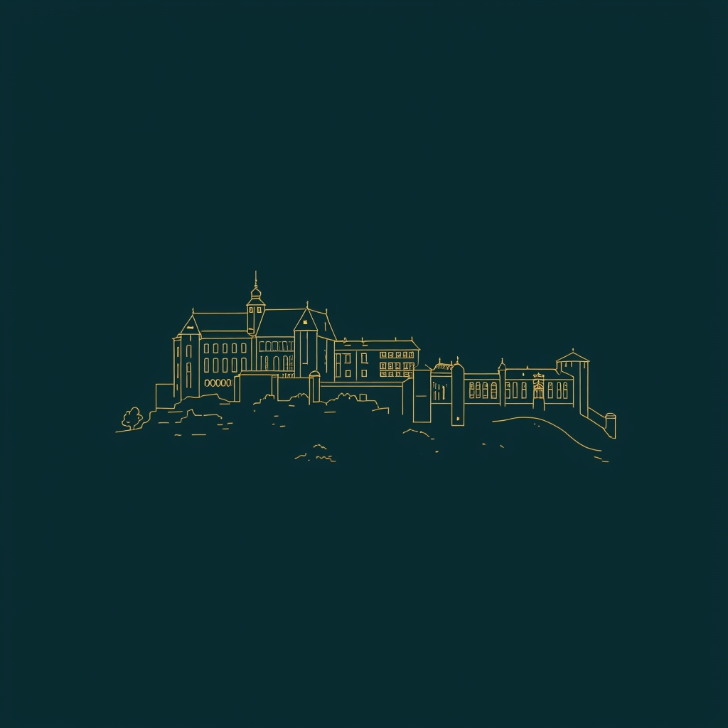 Hohensalzburg Fortress — landmark in royal line-art style